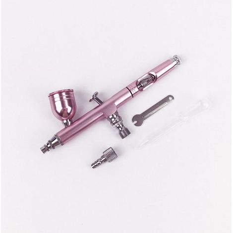 Pistolet à peinture aérographe professionnel double action - Alimentation par gravité avec buse de 0,3 mm - Clé et pipette incluses - Idéal pour la décoration de gâteaux, le nail art, le modélisme et (1/5)