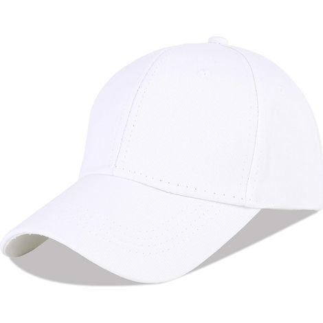 Cappellino da baseball classico regolabile da uomo, 100% cotone (montatura bianca)