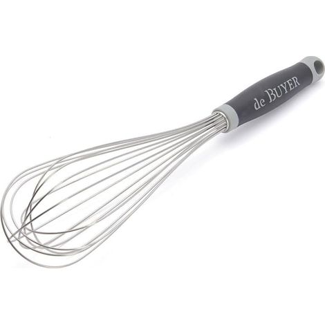Fouet professionnel - 1 pièce - Inox et manche ergonomique - Fils rigides pour émulsions - Cuisine et pâtisserie - 40 cm Argent (1/4)
