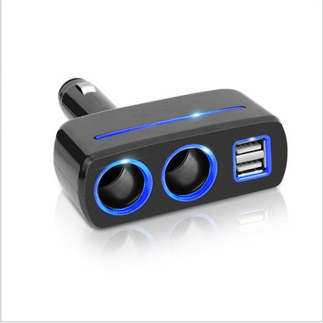 3.1A Car Charger with Dual USB Ports (1 to 2) - 1637 Car Cigarette Lighter (Black) (1/4)