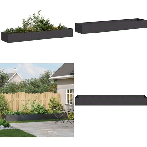 Jardinière noir 360x80x40 cm acier - Bac à fleurs - Jardin extérieur (1/5)