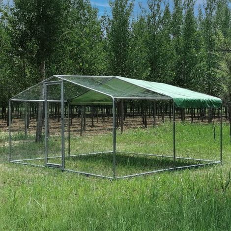 Animal Valley – Enclos à poules 12m² – Acier galvanisé Ø38mm – Dimensions 4x3x2,25m – Grillage hexagonal 25mm pour sécurité optimale (1/5)