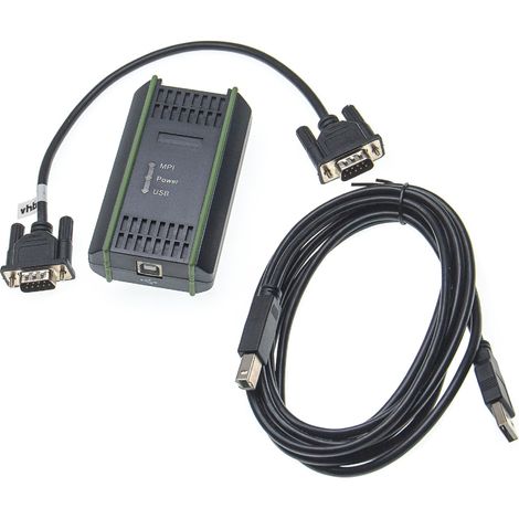 vhbw USB Programmierkabel PLC, MPI kompatibel mit Siemens Simatic S7-400 PLC, S7-300 PLC Funkgerät - Seriell Adapter, schwarz (1/3)