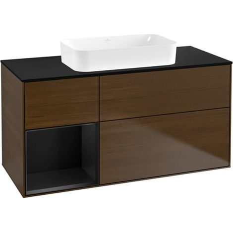 V&B Waschtischunterschrank Wandbeleuchtung Finion 120x60 cm, Reg re bla m Lac, wal veneer (1/2)