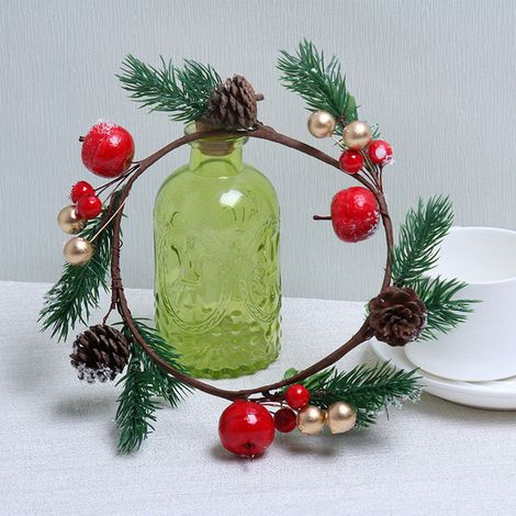 Guirlande De Baies Rouges - Couronne De Noël En Plastique - Décoration Porte Fenêtre Arbre De Noël - 20 X 20 Cm - 1 Pièce (1/5)
