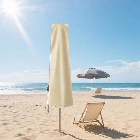 Telo di copertura impermeabile per ombrellone in tessuto 420D, beige/marrone chiaro. Robusta borsa per riporre l'ombrellone in tessuto Oxford, ideale per patio e giardino. (1/5)