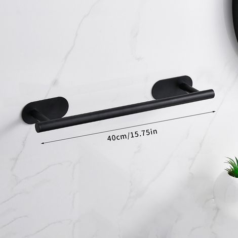 (Porte-serviettes noir) Ensemble d'accessoires de salle de bain en acier inoxydable