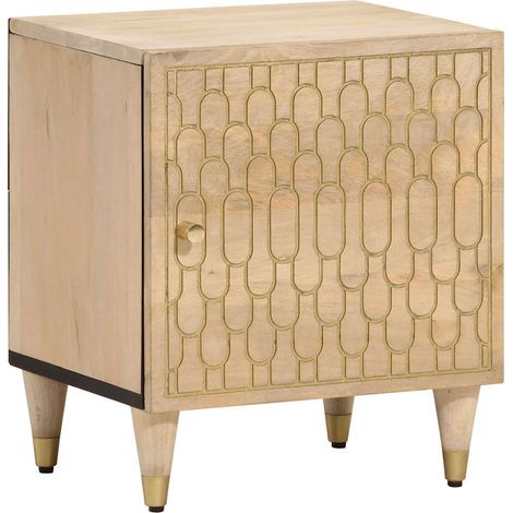 Set di 2 Comodini Armadio da Notte Mobiletto da notte 40x33x46 cm in Legno Massello di Mango (1/5)