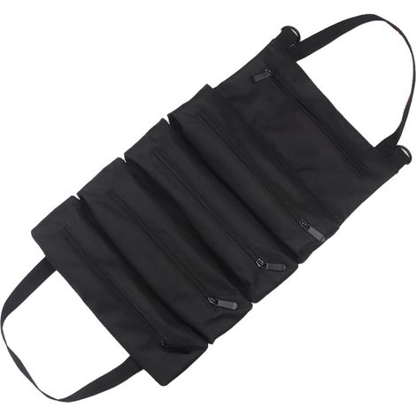 Sac à outils enroulable, pochette en toile pour clés, organiseur d'outils multi-usages, 5 poches à outils zippées