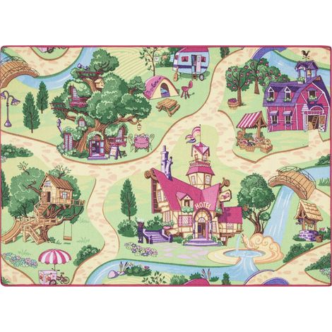 TAPPETO REBEL ROADS Candy Town 27 antiscivolo per bambini - rosa / verde  multicolour 95x200 cm