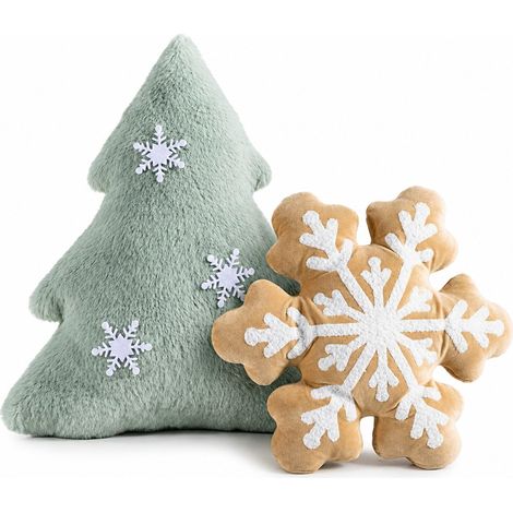 Cuscini in peluche sagomati 2 pezzi albero e fiocco (1/5)