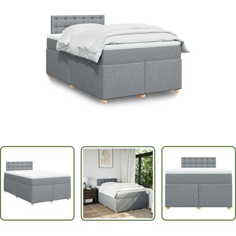 Matratze - Boxspringbett mit Matratze Hellgrau 120x190 cm Stoff (1/5)