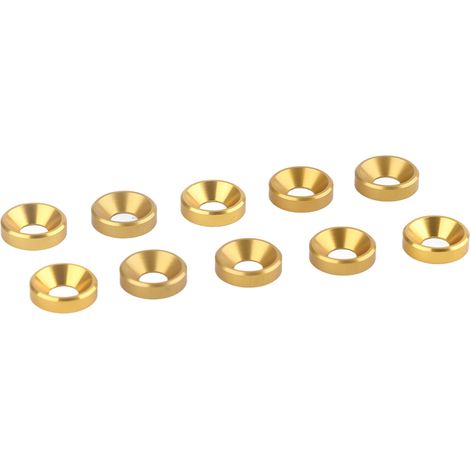 Lot de 10 rondelles à tête fraisée anodisées M4 en alliage d'aluminium doré (1/5)
