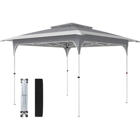 hauteur réglable 3 niveaux, sac gris, double toit, fermeture centrale UPF50+, Tente pliante pop-up 3,5x3,5m (1/5)