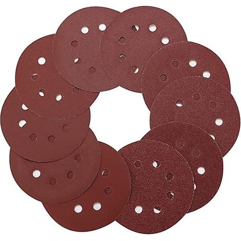 papier Abrasif Rond 8 Trous 125mm, 50 Disques Abrasifs 80 / 180 / 240 / 320 / 400 / 800 / 1200 / 1500 / 2000 / 3000 Granulomtrie Pour Le Meulage / (1/5)