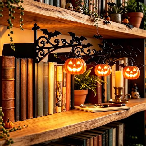 Lot de 3 Lampe Book Nook Citrouille LED, décoration bibliothèque Halloween, lumière chaleureuse pour étagère et coin lecture (1/5)