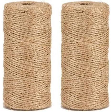 200 m Jute Naturel Ficelle,Cordon de Jardin Artisanat Ficelle, 3 Plis 1.5mm d'épaisseur Jute Corde pour Bricolage Arts et Artisanat Jardinage Décoration Artisanat (2 Rouleaux) (1/5)