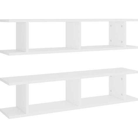 Maison Exclusive - Wandregale 2 Stk. Weiß 90x18x20 cm Holzwerksto (1/5)