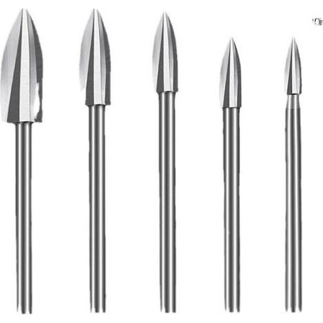 5 pièces mèche de sculpture sur bois, acier rapide, pointe incurvée tranchante, pour gravure, ponçage et perçage sur bois (1/4)