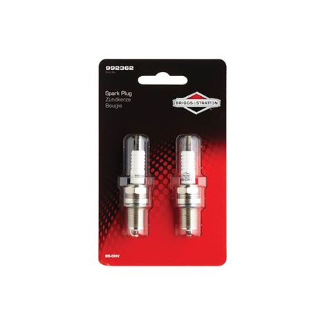 Blister mit 2 Briggs & Stratton Kerzen 9923362. Für Bs-ohv Motoren mit Ventilkopf. Referenz B&S Großhandel: 992304 X2 (Original: