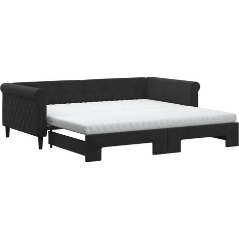 Maison Exclusive - Lit de jour avec lit gigogne et matelas noir 100x200 cm velours