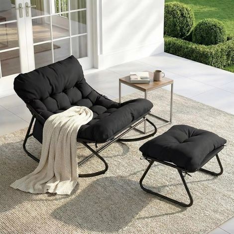 Comoda poltrona con poggiapiedi, poltrona imbottita per il relax in giardino