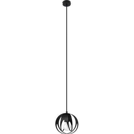 Ball lampada a sospensione lampade nere sala da pranzo lampada a sospensione tonda nera 1 fiamma, metallo, 1x E27, DxH 16x125 cm