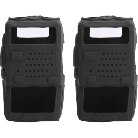 2PCS Housse de Protection Souple en Silicone pour Talkie-Walkie Baofeng UV5R (Noir) (1/5)