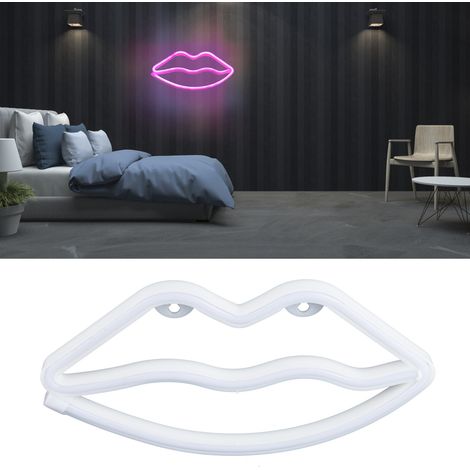 Enseigne lumineuse LED néon en forme de lèvres, décoration murale pour demande en mariage, mariage, maison, anniversaire, rose (1/5)