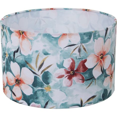 Abat-jour cylindrique en velours imprimé fleurs °40X25 cm, pour ampoule E-27