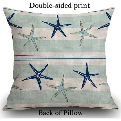 Housse de coussin Bleu, motif étoile de mer côtière répétitif Bleu Turquoise Carré 45 cm x 45 cm Housse de coussin décorative jeté pour canapé, chambre à coucher, voiture 18 x 18 (1/5)
