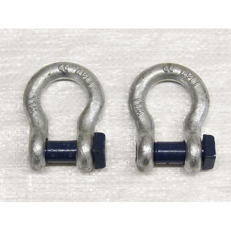 X2 2 Ton Galvanised Bow Shackle With Square Head - 2000KGS Marine Boat Trawler Tested Certified (1/2)