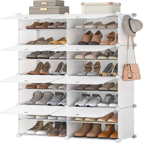 Meuble Chaussure, 8 Niveaux Rangement Chaussure 28 Paires Etagere Chaussure, Armoire a Chaussures avec Porte pour Entrée Salon Chambre (1/5)