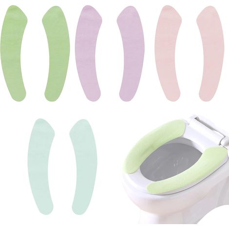 WC-Sitzbezug – 4-teilig – Weicher Kristallvelours – Selbstklebend und waschbar – Für Zuhause und unterwegs – 38 x 11 cm, mehrfarbig (1/5)