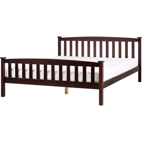 Bed Pine Wood GIVERNY 160 x 200 cm (EU King Size) Dark Brown (1/5)