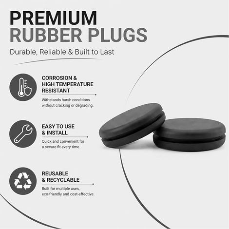 Bouchons en Caoutchouc, Assortiment Oeillet en Caoutchoucs, Passe Fils Caoutchouc de Trou, Plaque Caoutchoucs Cache Trou pour Bouchons, Voitures, Conduites d'eau, Pompes(Noir) Assortiment de bouchons (1/4)