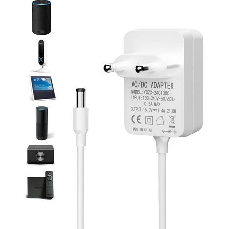 21-W-Netzteil, kompatibel mit Alexa Echo (1. Generation), Echo (2. Generation), Echo Show (1. Generation), Echo Plus (1. Generation), Echo Look, Echo Link und Fire TV (2. Generation). Netzteil 1 (1/5)