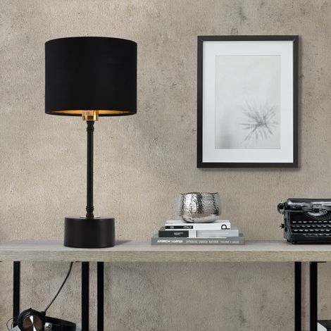 Lampe de Bureau Deventer Métal Flanelle E14 39 cm Noir Cuivre [lux.pro] (1/5)