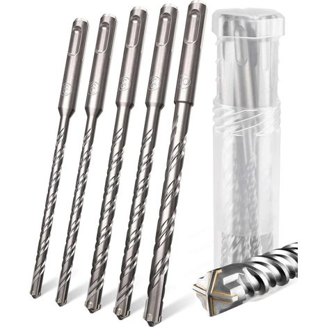 Set mit 4 SDS-Plus-Bohrern für Betonhammer mit 4 Schneiden, in den Größen 6, 6, 8, 10, Betonbohrer (Set mit 5 SDS-Plus-Bohrern)...