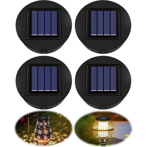 Lot de 4 Lampes solaires 8 cm IP44 étanche 600 mAh lumière chaude pour lanterne jardin (1/5)