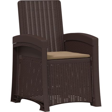 Chaise de jardin inclinable imitant le rotin Marron et taupe PP vidaXL (1/5)