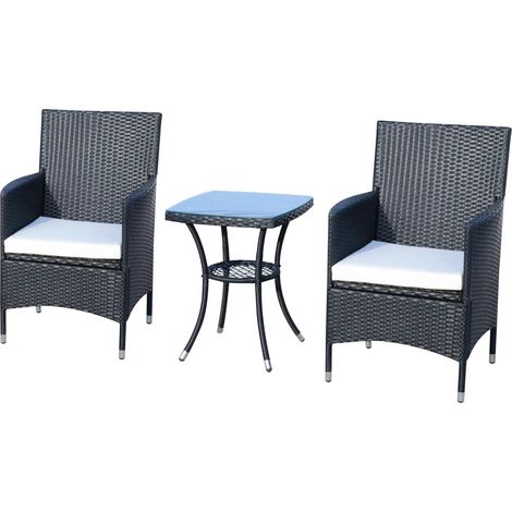Mobilier de jardin en résine tressée noire /2 personnes (1/5)