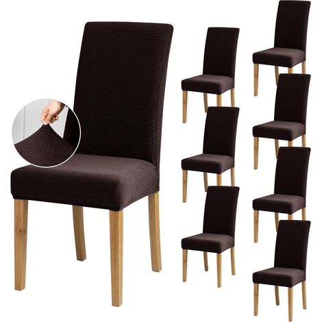 Housses de chaise extensibles, lot de 4/6/8, marron, pour salle à manger, cuisine, fête (1/5)