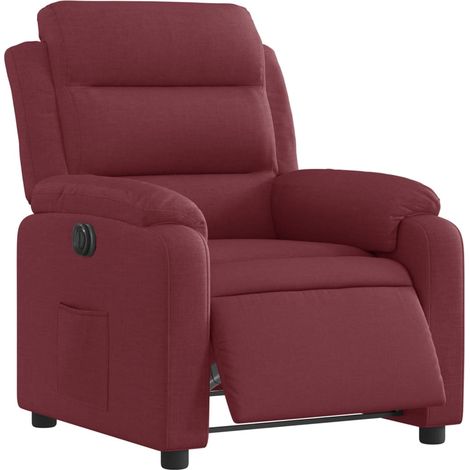 Sillón reclinable eléctrico tela rojo tinto vidaXL