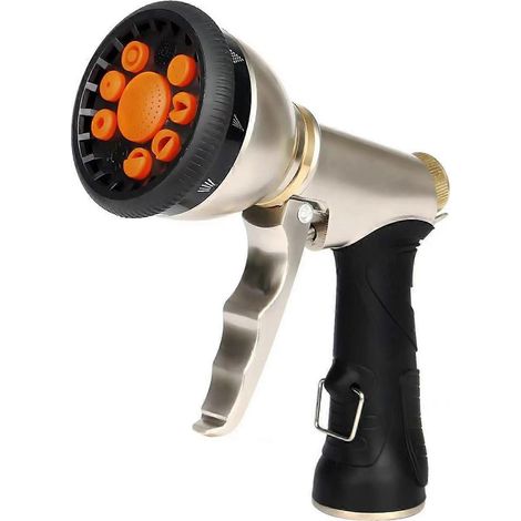 Hose Pipe Spray Gun, 100% Heavy Duty Metal Garden Hose Spray Gun with 9 Spray Patterns, High Pressure Hose Nozzle with Ergonomic Handle for Watering P (1/5)