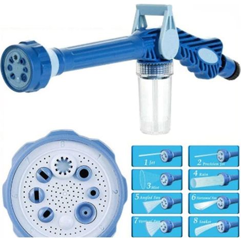 Filiyano-Arroseur de jardin multifonctionnel 8 en 1 avec distributeur de savon, buse de tuyau, pulvérisateur de nettoyage et pulvérisateur de lavage. (1/4)
