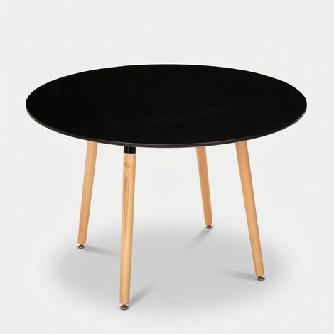 Tavolo rotondo in legno design wooden 100cm cucina bar ristorante Moss - Nero (1/4)