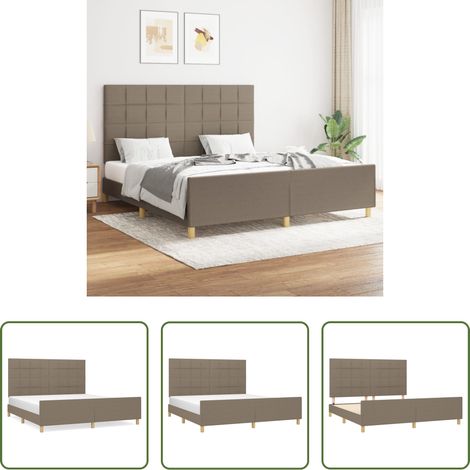 Tête de lit réglable -  Cadre de lit sans matelas taupe 160x200 cm tissu (1/5)