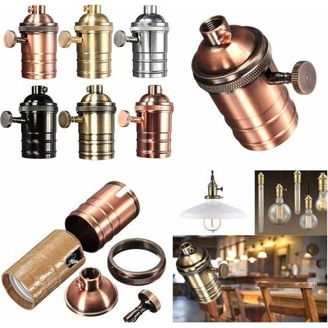 AGE Laiton Porte-Ampoule. E26/E27 rétro Antique en cuivre Douille de Lampe (1/5)