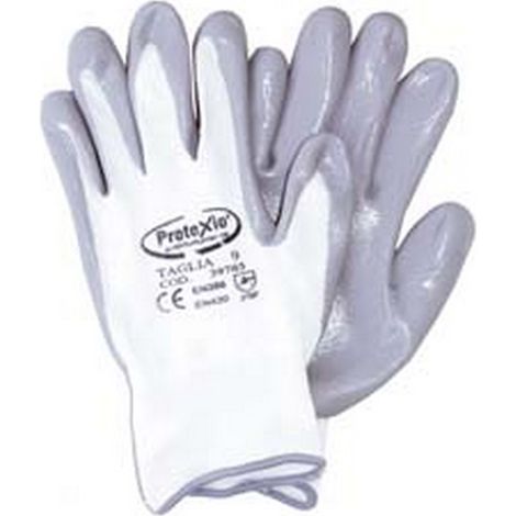 12PA GUANTI DA LAVORO IN POLIESTERE CON PALMO RICOPERTO IN NITRILE GRIGIO tg.L misura 9 colore grigio